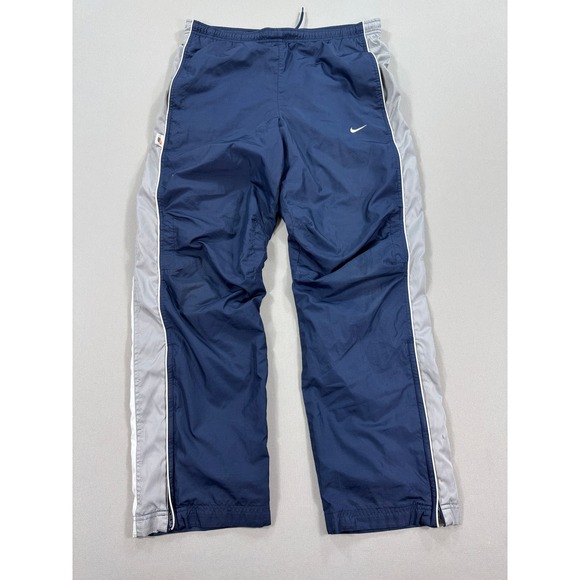 Vintage Nike Track Pants Men's Small Navy Blue Gray Lined Ankle Zip Windbreaker - Picture 2 of 9